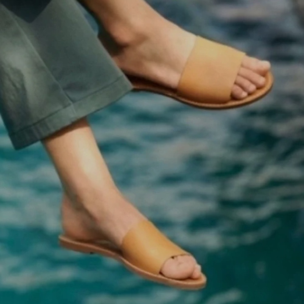 Madewell Boardwalk Post Slide Sandals desert camel- size 8